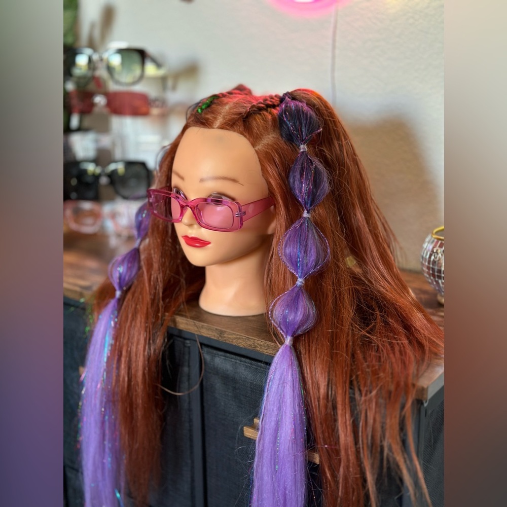 Rave festival Braids. Mini set tie in hair extensions